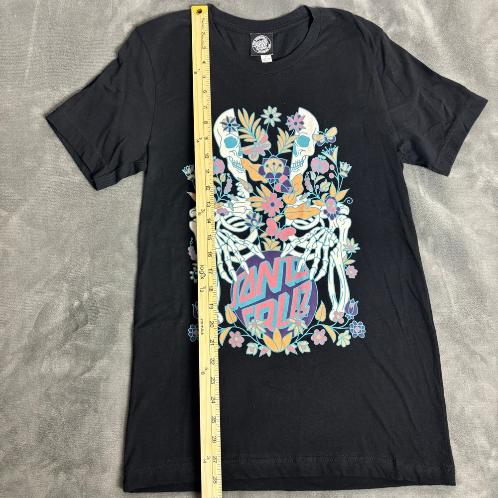 Santa Cruz Womens Sage Front Skeleton Black Graphic T-Shirt Small Skater Grunge - Picture 6 of 6